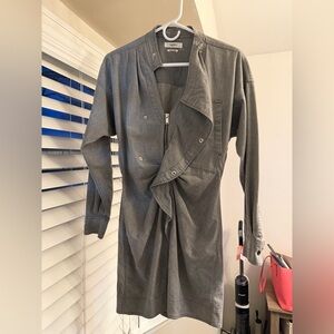 Isabel Marant Étoile Chambray Zip-Front Draped Mini Dress